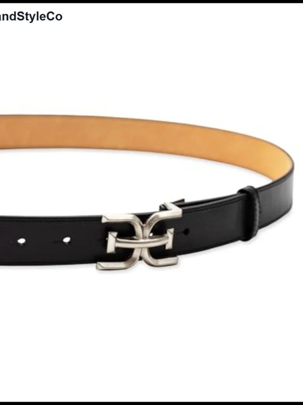 Slim 1.1in Belt with Double-E Logo Metal Buckle Casual Versatile Womens